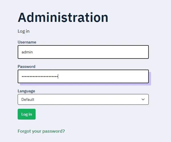 شاشة دخول لوحة إدارة LimeSurvey