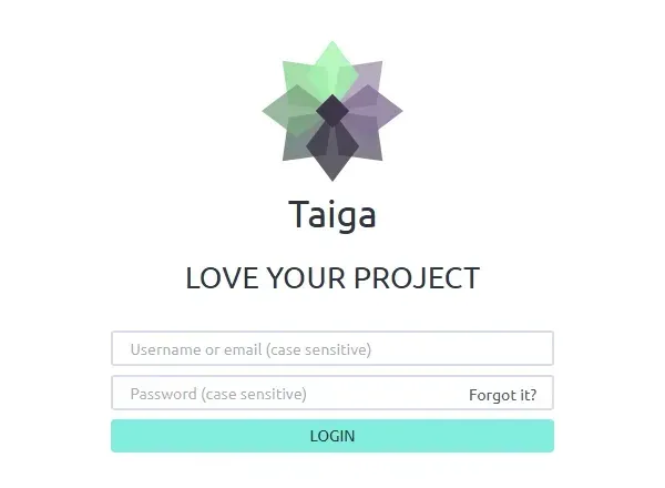 صفحة دخول Taiga