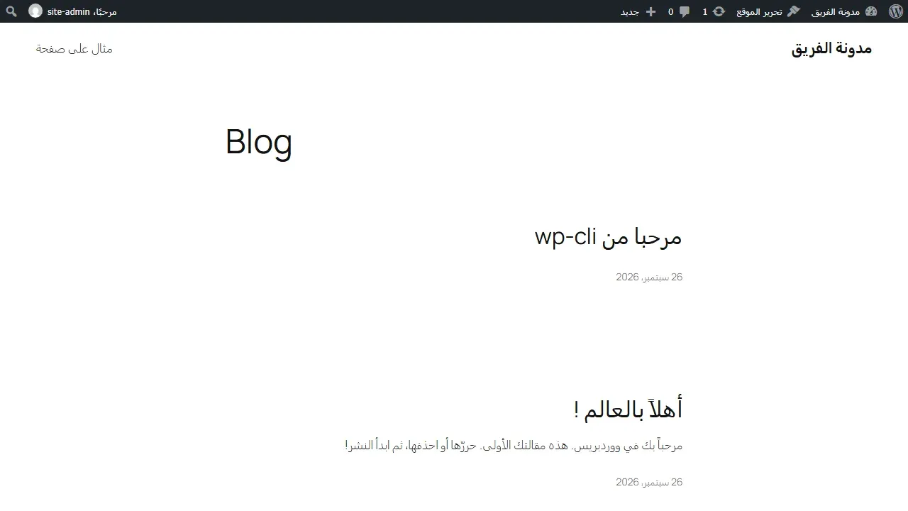 واجهة موقع WordPress بالقالب الافتراضي تعرض مقالتين